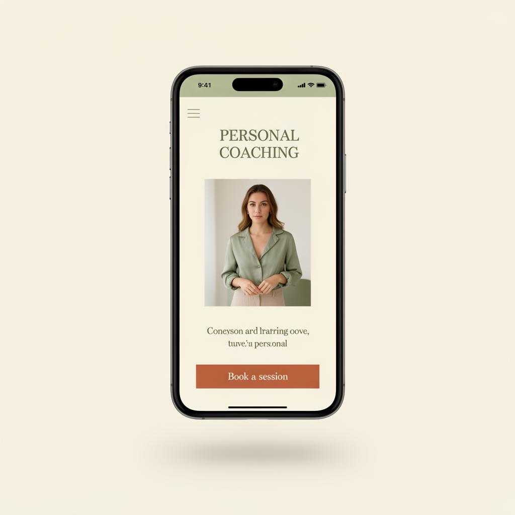 Anteprima del minisito di un coach su smartphone